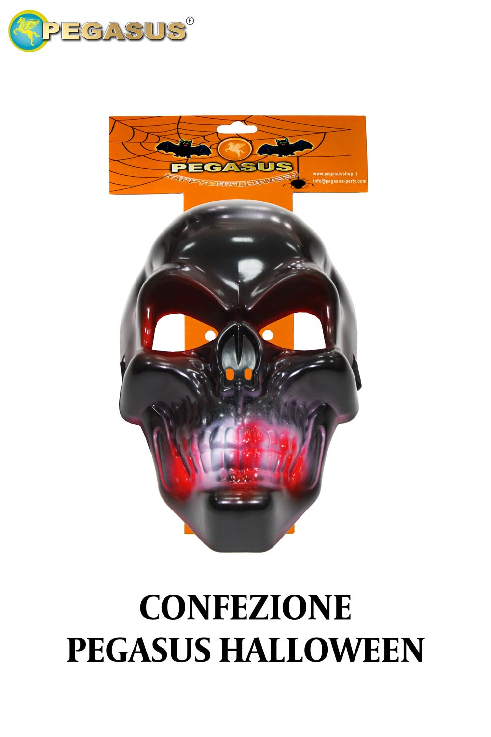 MASCHERA SCHELETRO NERA DI HALLOWEEN